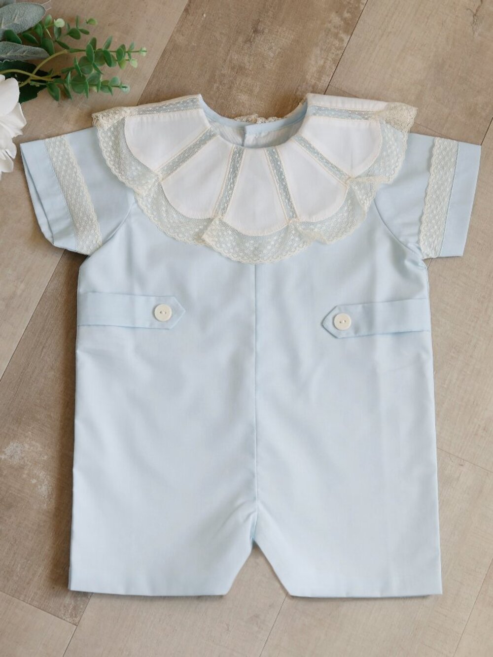 Blue Heirloom Shortall Jon Jon Ivory Lace Vintage Style Ring Bearer Portrait NWT